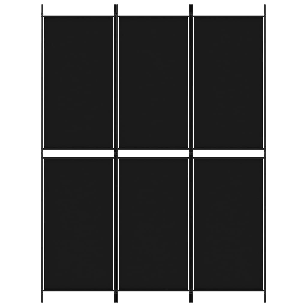 vidaXL 3-Panel Room Divider Black 150x200 cm Fabric