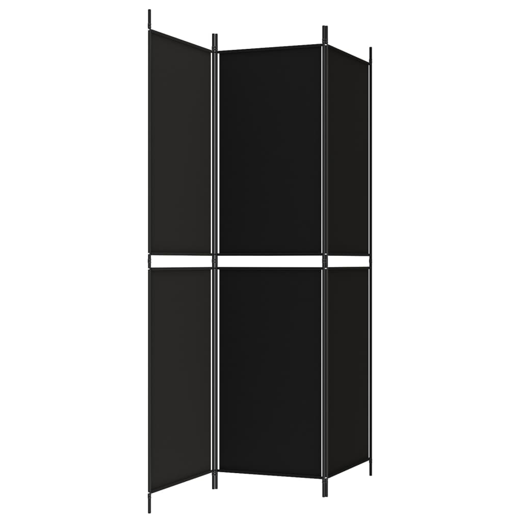vidaXL 3-Panel Room Divider Black 150x200 cm Fabric