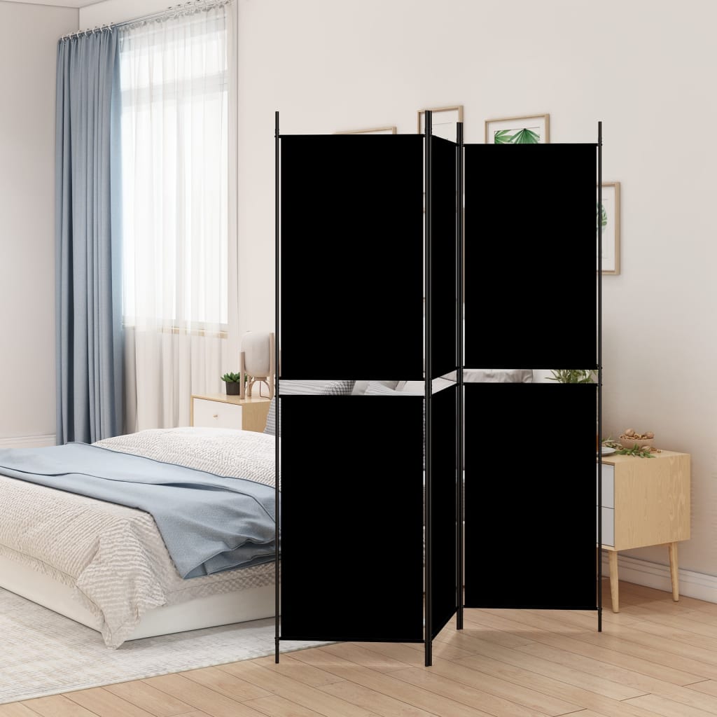 vidaXL 3-Panel Room Divider Black 150x200 cm Fabric