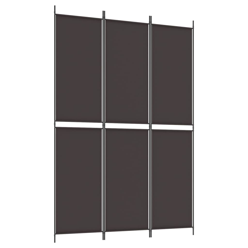 vidaXL 3-Panel Room Divider Brown 150x220 cm Fabric