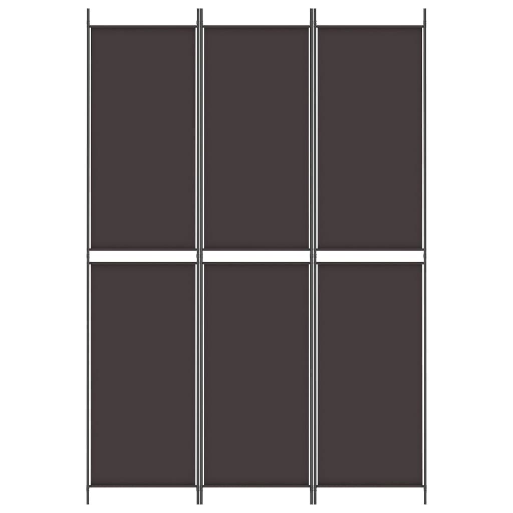 vidaXL 3-Panel Room Divider Brown 150x220 cm Fabric