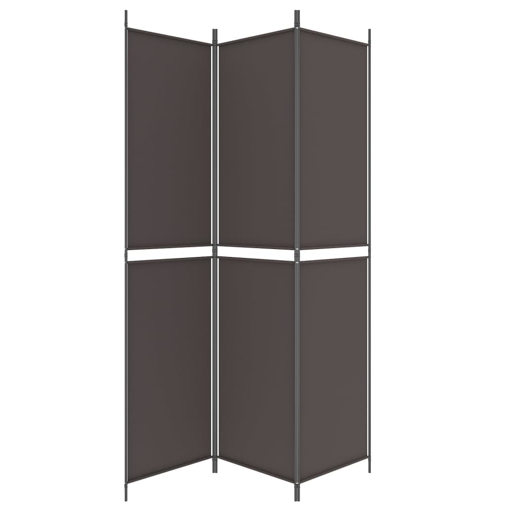 vidaXL 3-Panel Room Divider Brown 150x220 cm Fabric