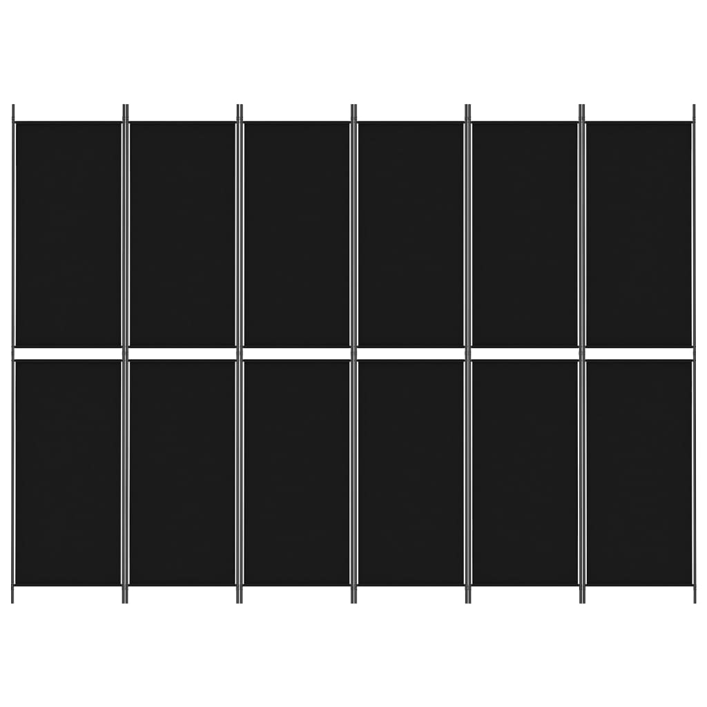 vidaXL 6-Panel Room Divider Black 300x220 cm Fabric