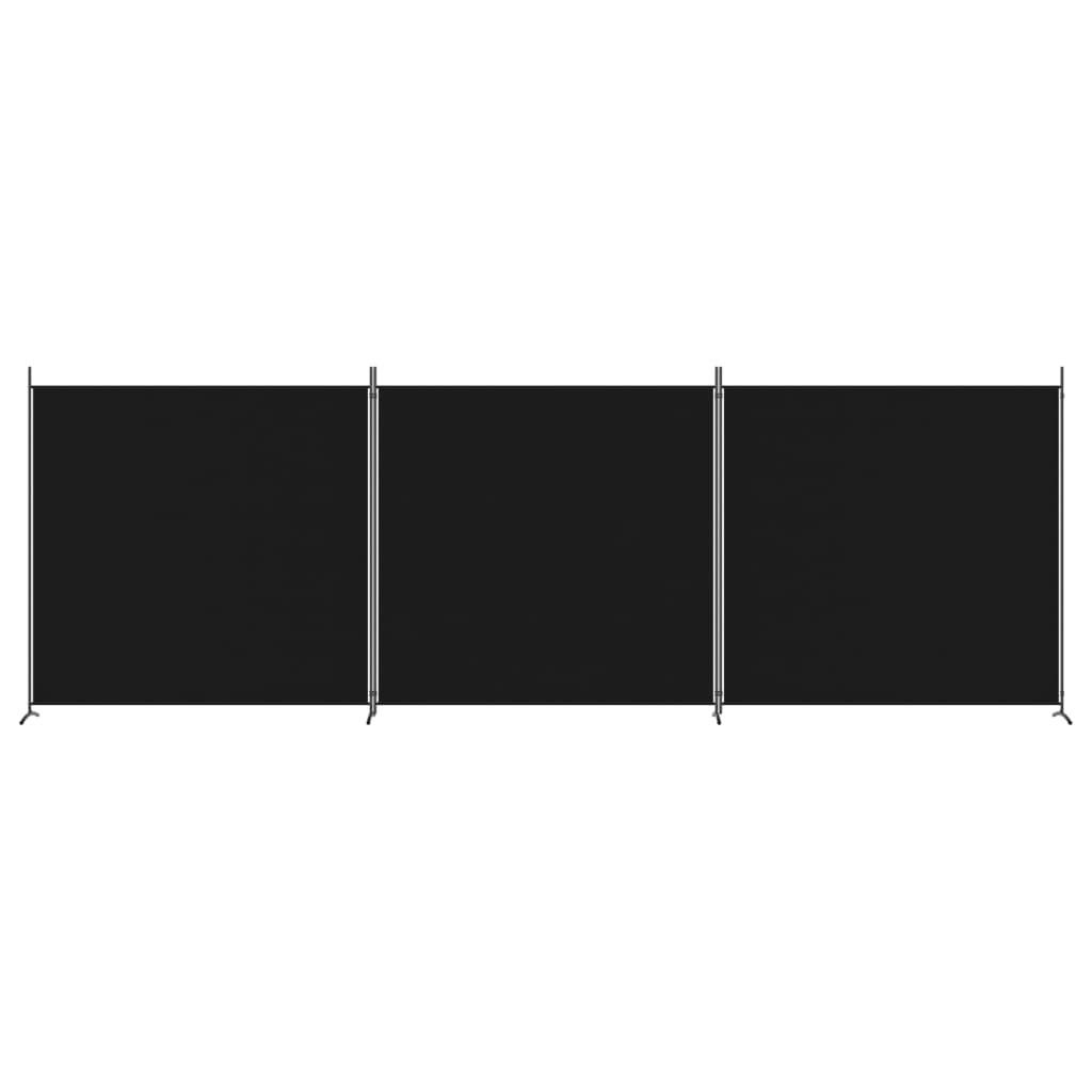 vidaXL 3-Panel Room Divider Black 525x180 cm Fabric