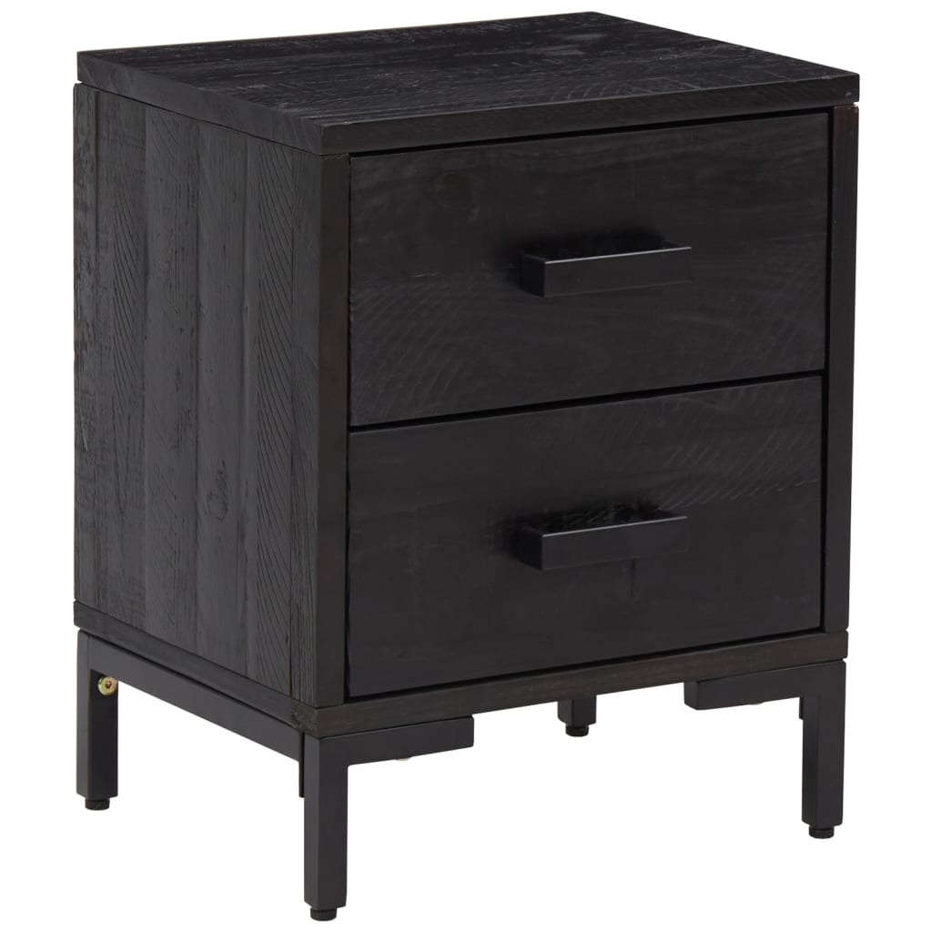 vidaXL Bedside Cabinet Black 36x30x45 cm Solid Pinewood