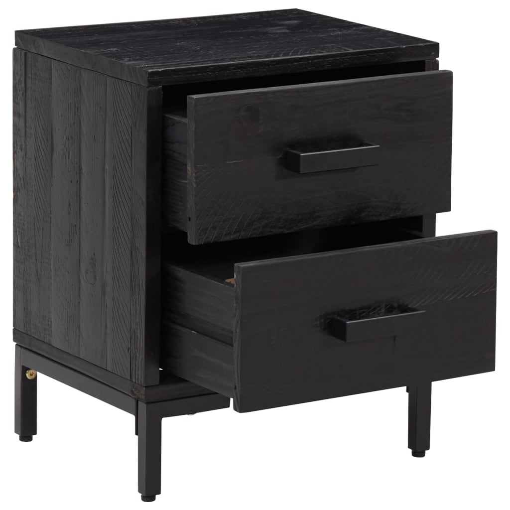 vidaXL Bedside Cabinet Black 36x30x45 cm Solid Pinewood