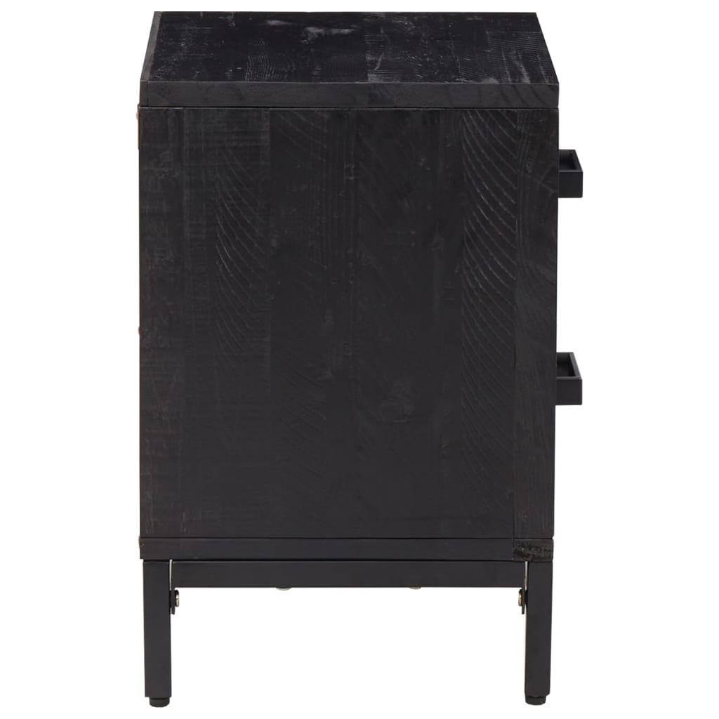vidaXL Bedside Cabinet Black 36x30x45 cm Solid Pinewood