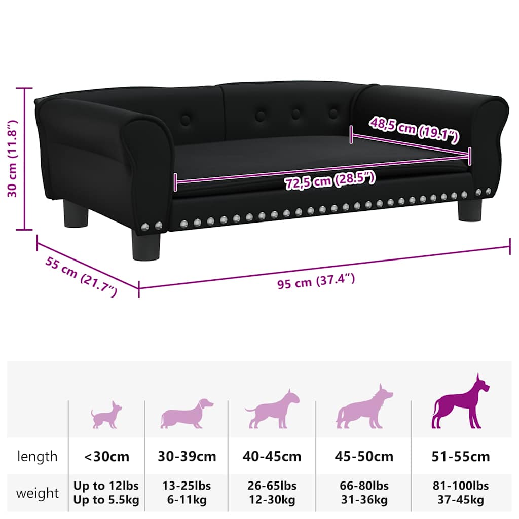 vidaXL Dog Bed Black 95x55x30 cm Faux Leather