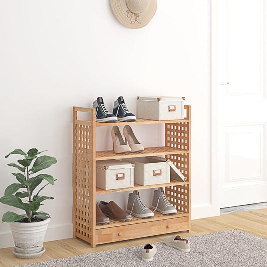vidaXL Shoe Rack with Drawer 70x27x81 cm Solid Wood Walnut