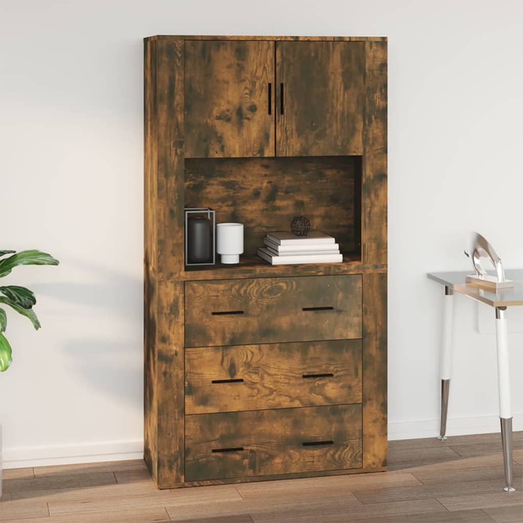 vidaXL Wall Cabinet Smoked Oak 80x33x80 cm Engineered Wood