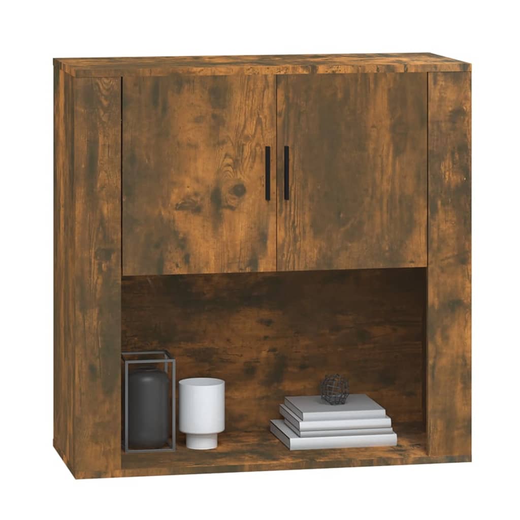 vidaXL Wall Cabinet Smoked Oak 80x33x80 cm Engineered Wood