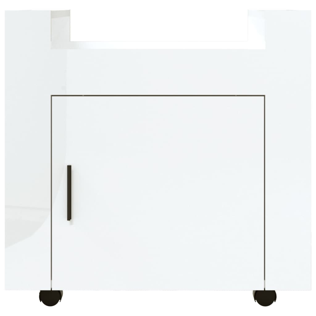 vidaXL Desk Trolley High Gloss White 60x45x60 cm Engineered Wood