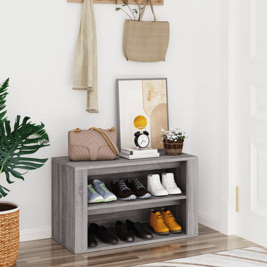 vidaXL Shoe Rack Grey Sonoma 75x35x45 cm Engineered Wood