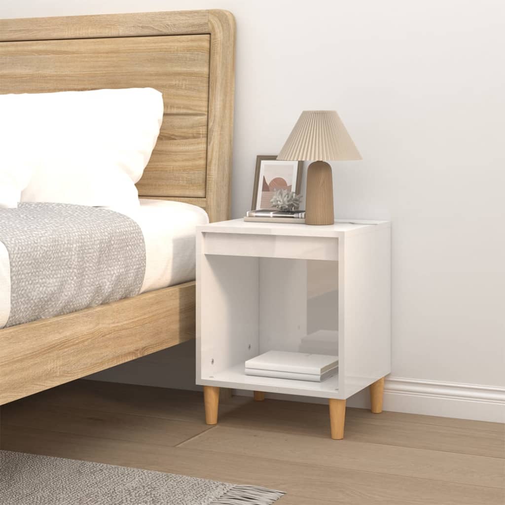 vidaXL Bedside Cabinet High Gloss White 40x35x50 cm Engineered Wood