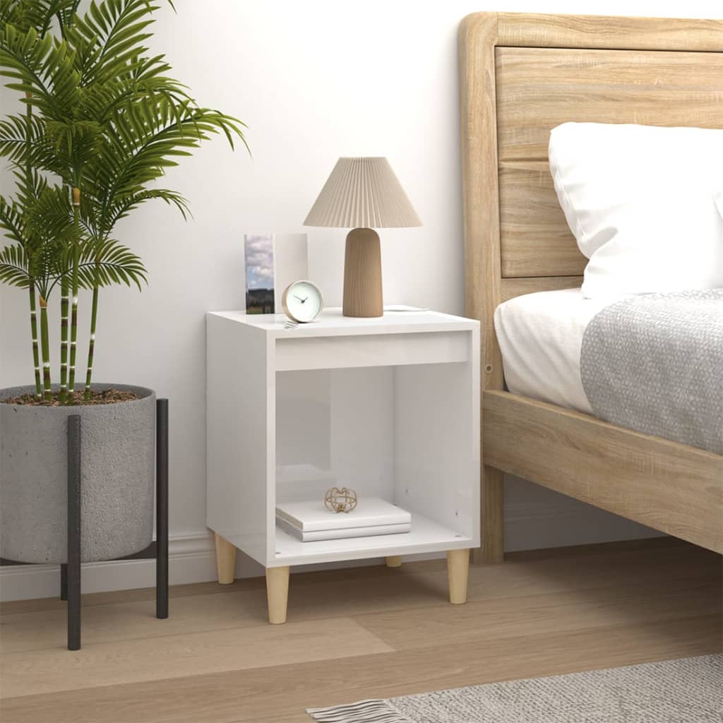 vidaXL Bedside Cabinet High Gloss White 40x35x50 cm Engineered Wood