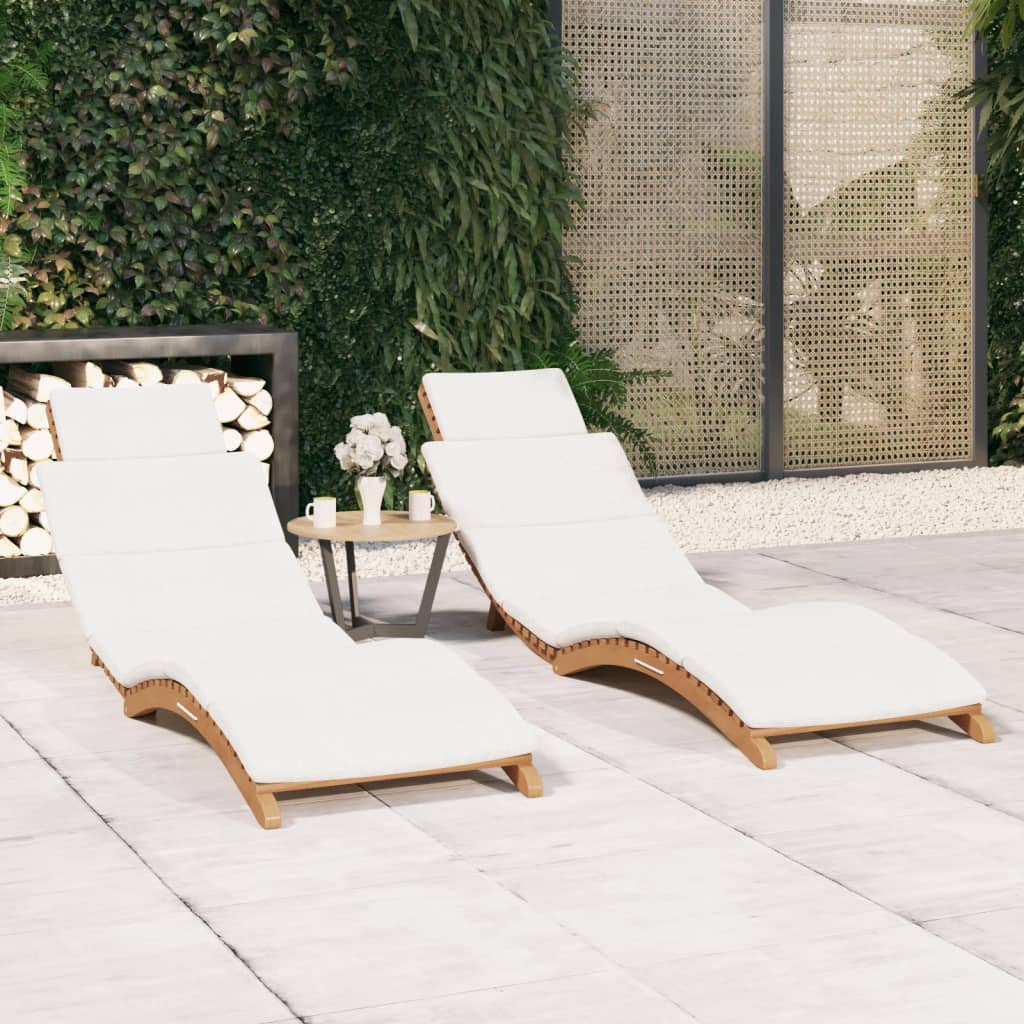 vidaXL Sun Loungers 2 pcs with Cushions Solid Wood Teak