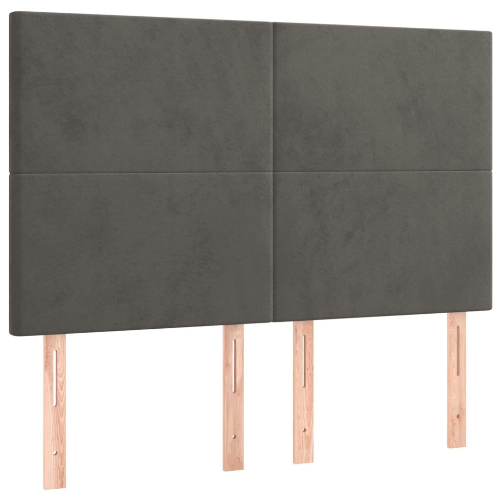 vidaXL Headboards 4 pcs Dark Grey 72x5x78/88 cm Velvet