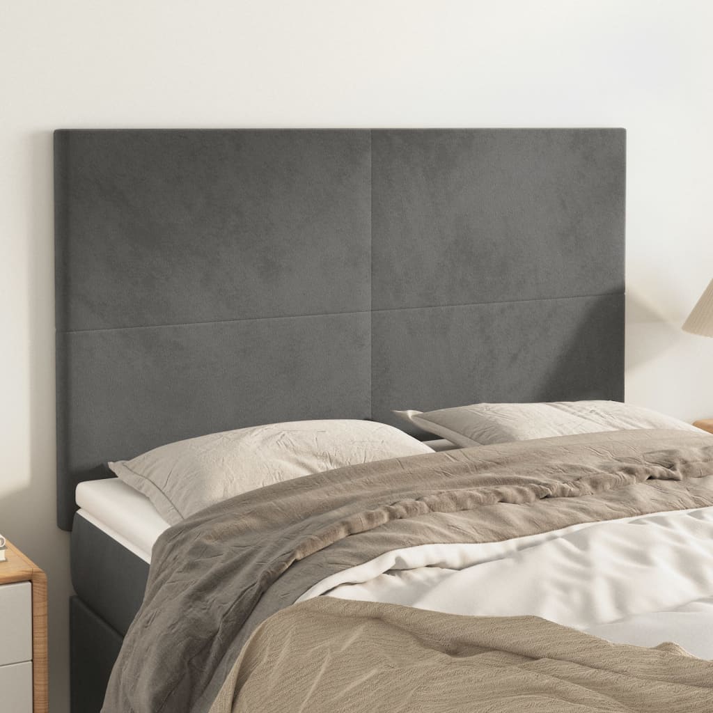 vidaXL Headboards 4 pcs Dark Grey 72x5x78/88 cm Velvet