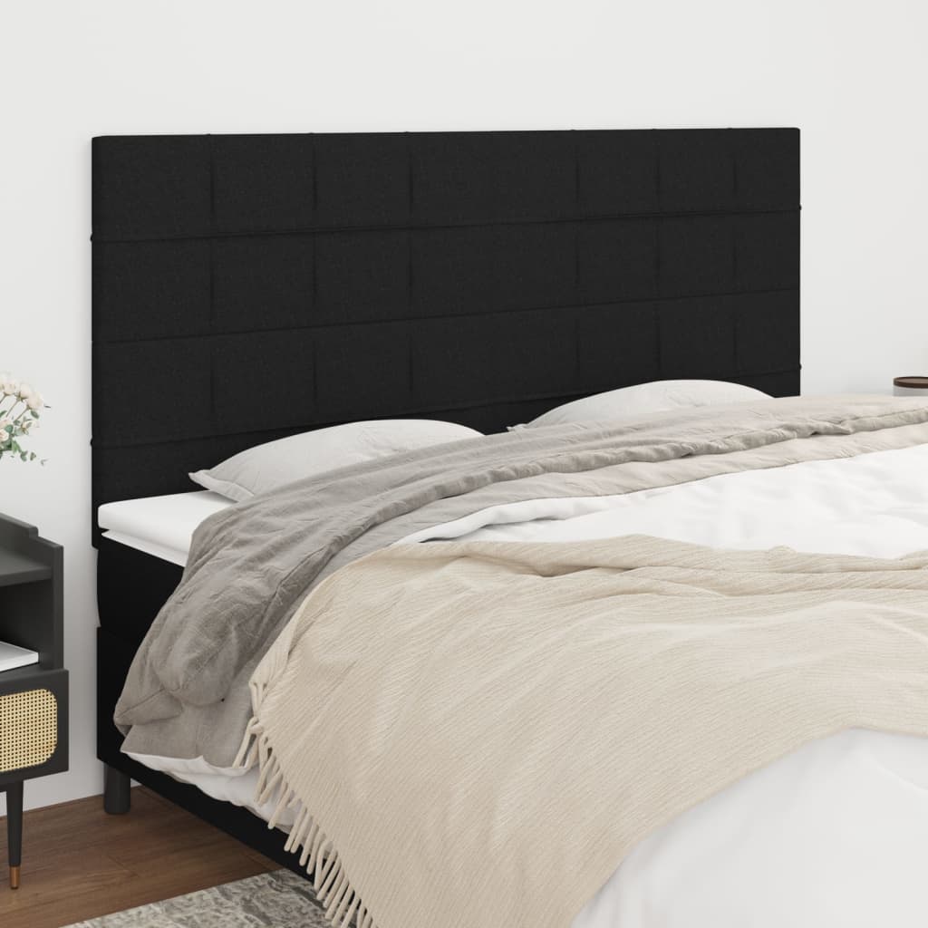 vidaXL Headboards 4 pcs Black 100x5x78/88 cm Fabric