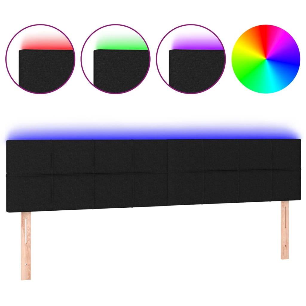 vidaXL LED Headboard Black 160x5x78/88 cm Fabric