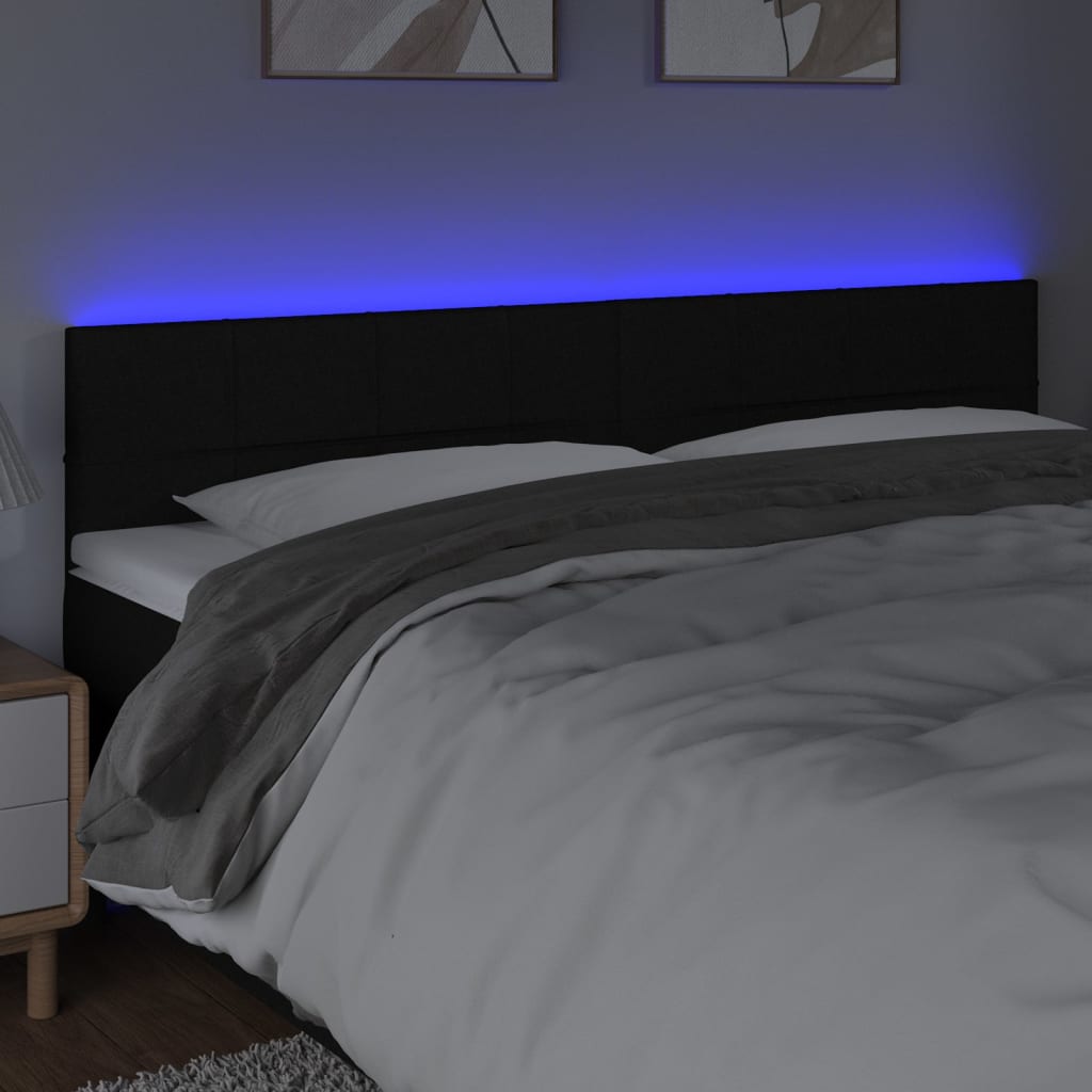 vidaXL LED Headboard Black 160x5x78/88 cm Fabric