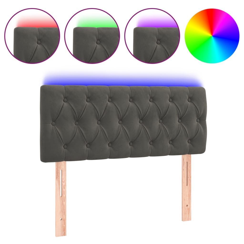 vidaXL LED Headboard Dark Grey 100x7x78/88 cm Velvet