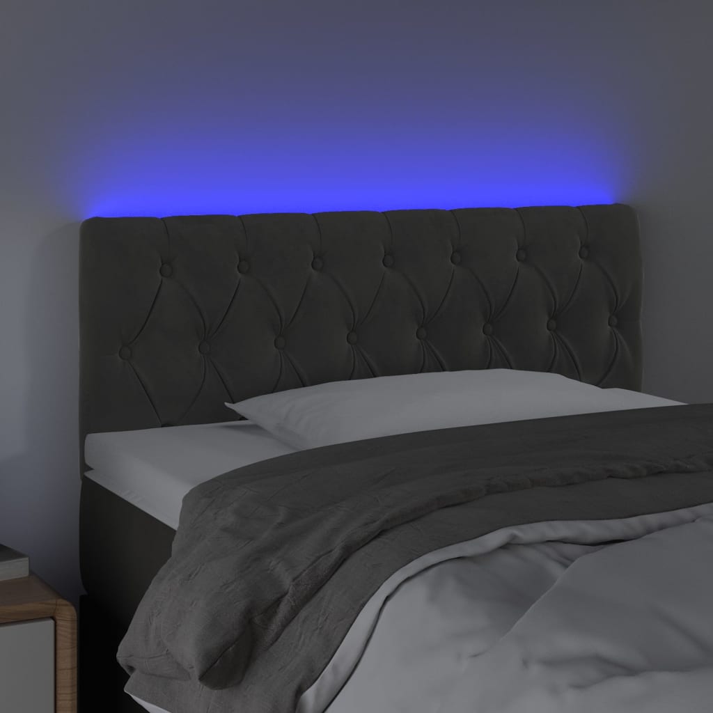 vidaXL LED Headboard Dark Grey 100x7x78/88 cm Velvet
