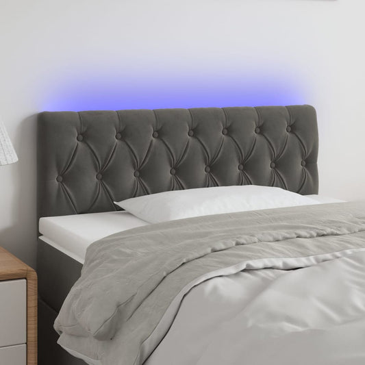 vidaXL LED Headboard Dark Grey 100x7x78/88 cm Velvet