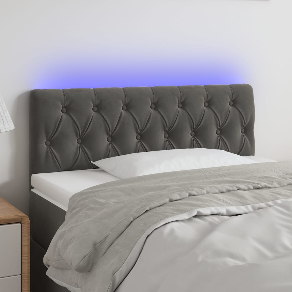 vidaXL LED Headboard Dark Grey 100x7x78/88 cm Velvet