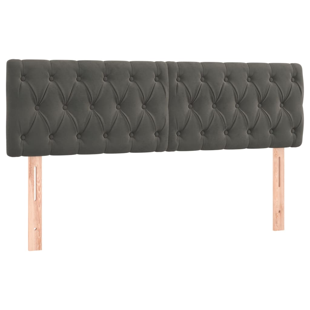 vidaXL LED Headboard Dark Grey 160x7x78/88 cm Velvet