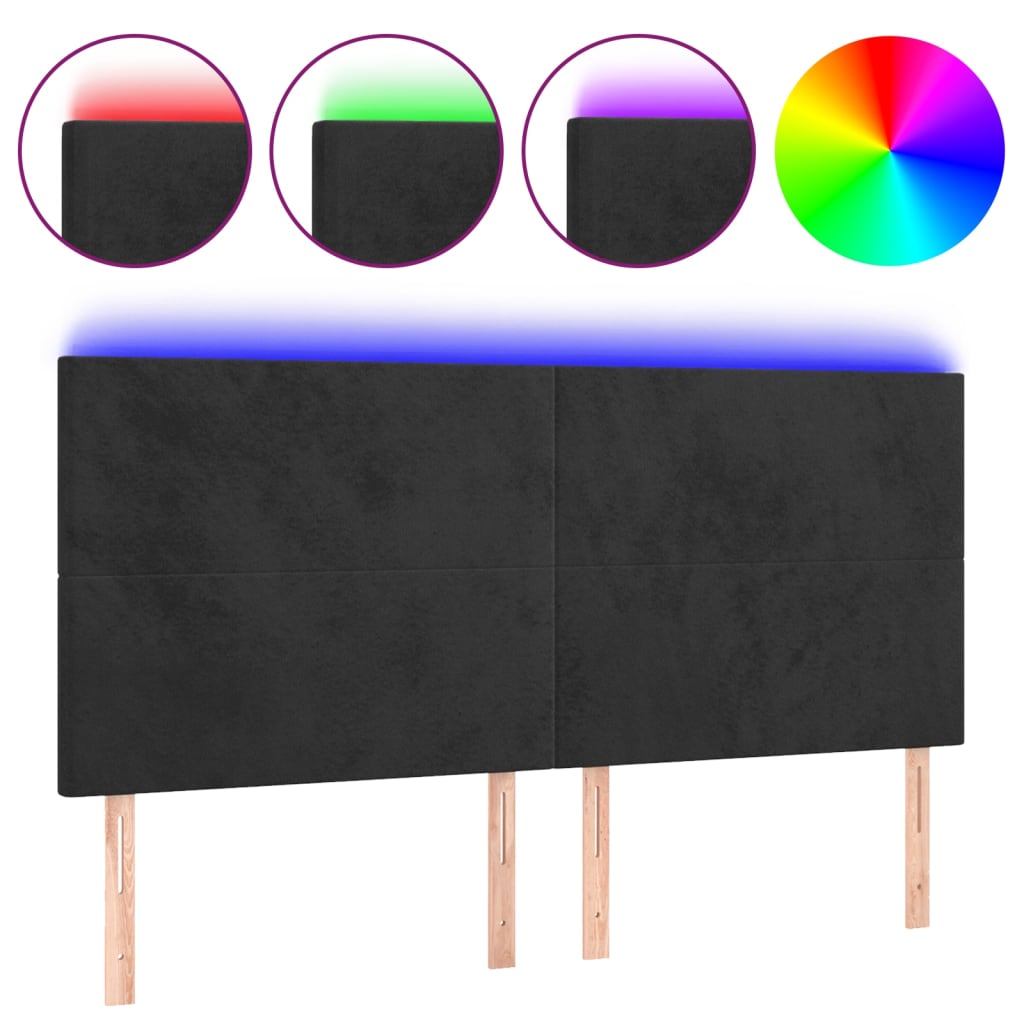 vidaXL LED Headboard Black 160x5x118/128 cm Velvet