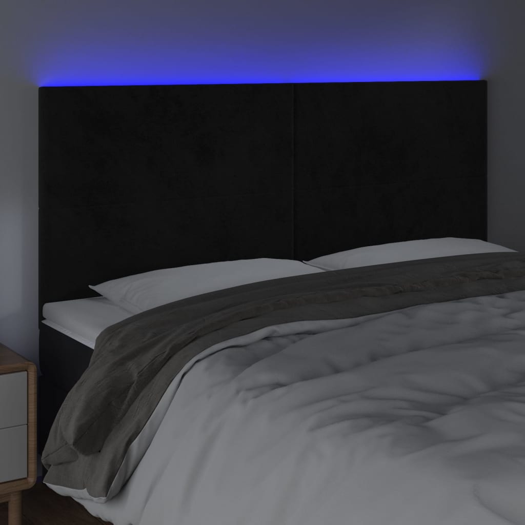 vidaXL LED Headboard Black 160x5x118/128 cm Velvet