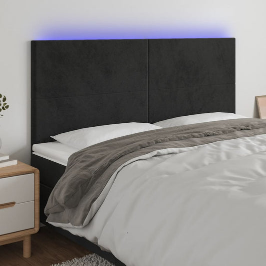 vidaXL LED Headboard Black 160x5x118/128 cm Velvet