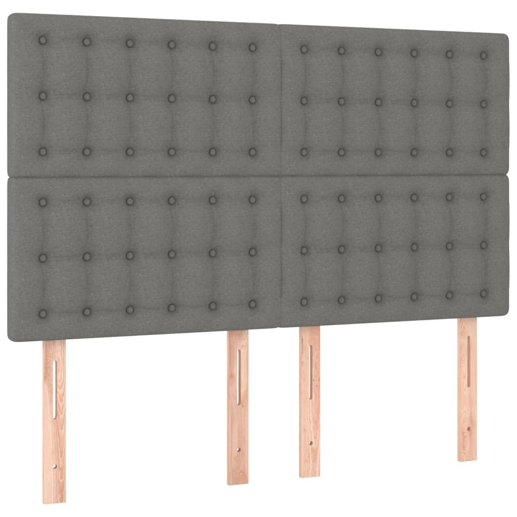 vidaXL LED Headboard Dark Grey 144x5x118/128 cm Fabric