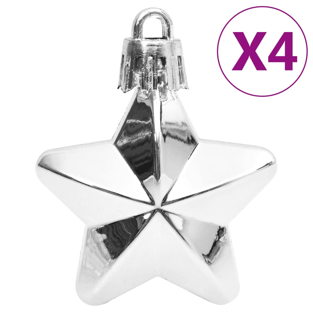 vidaXL 111 Piece Christmas Bauble Set White and Grey Polystyrene