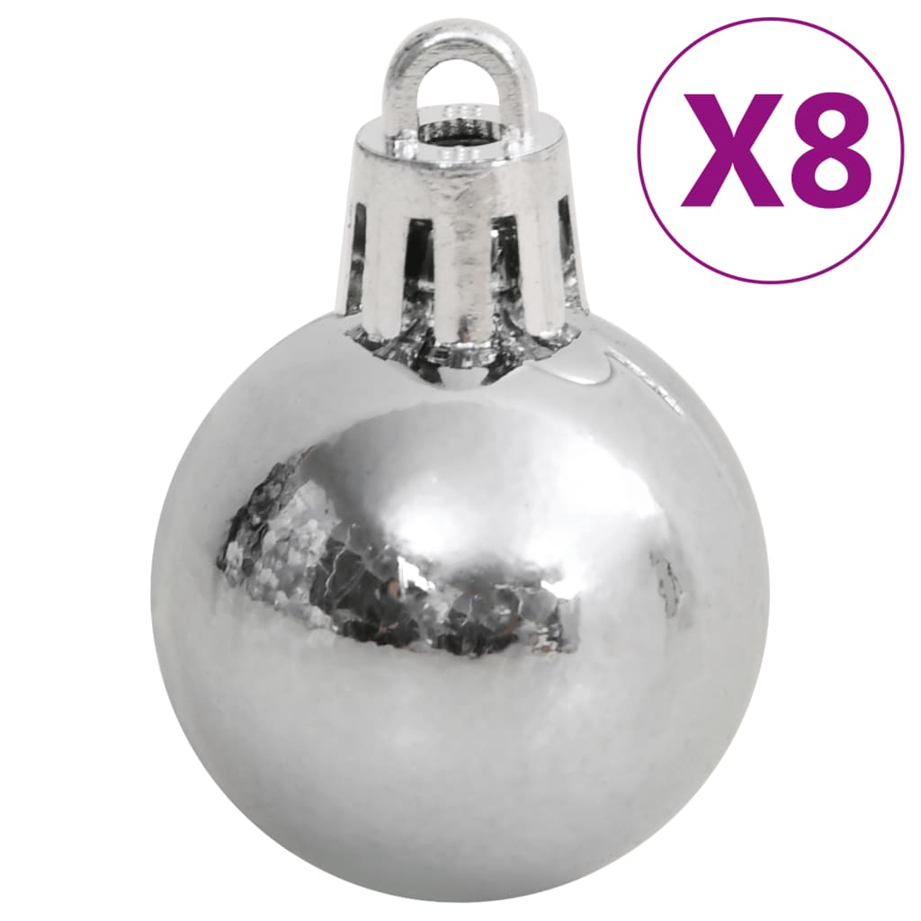 vidaXL 111 Piece Christmas Bauble Set White and Grey Polystyrene