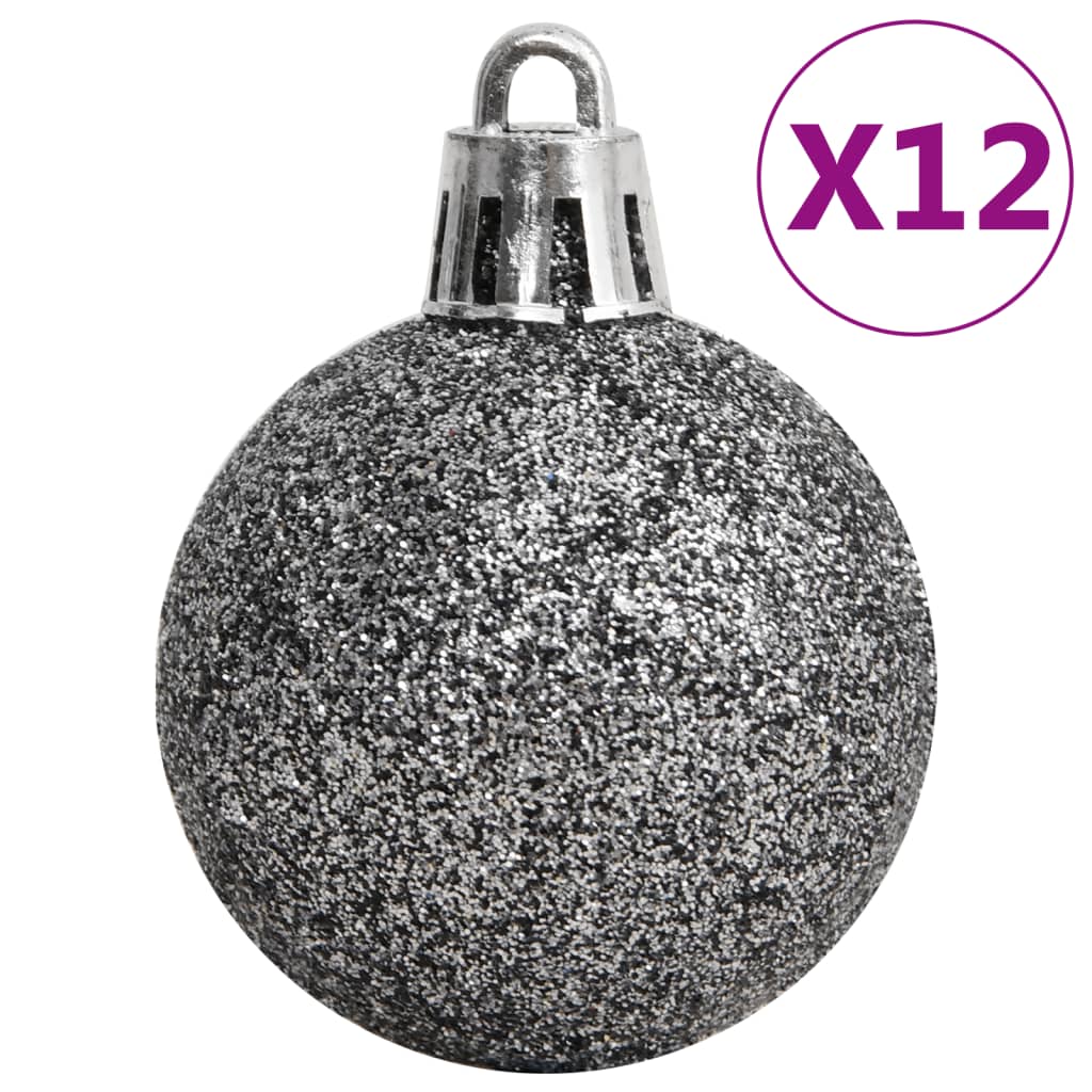 vidaXL 111 Piece Christmas Bauble Set White and Grey Polystyrene