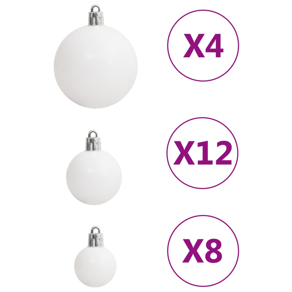 vidaXL 111 Piece Christmas Bauble Set White and Grey Polystyrene