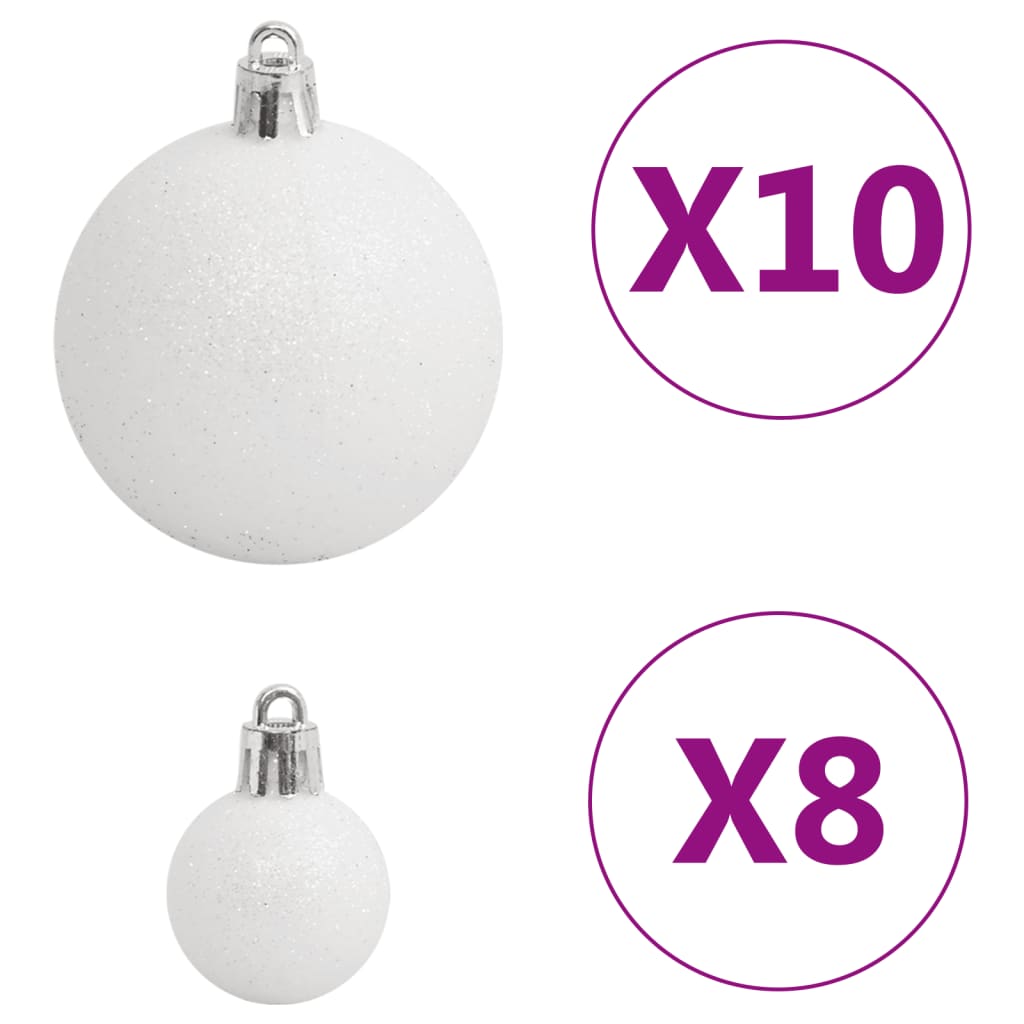vidaXL 111 Piece Christmas Bauble Set White and Grey Polystyrene