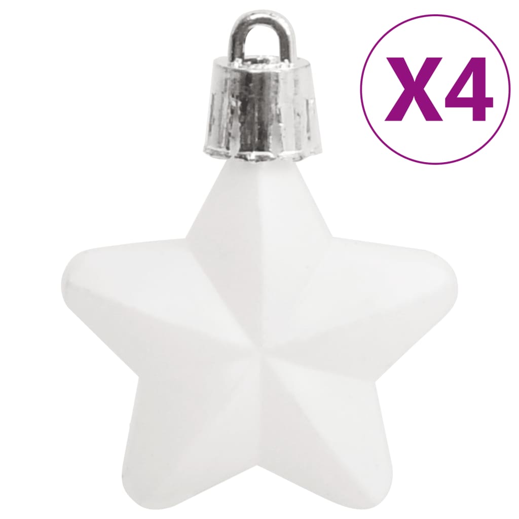 vidaXL 111 Piece Christmas Bauble Set White and Grey Polystyrene