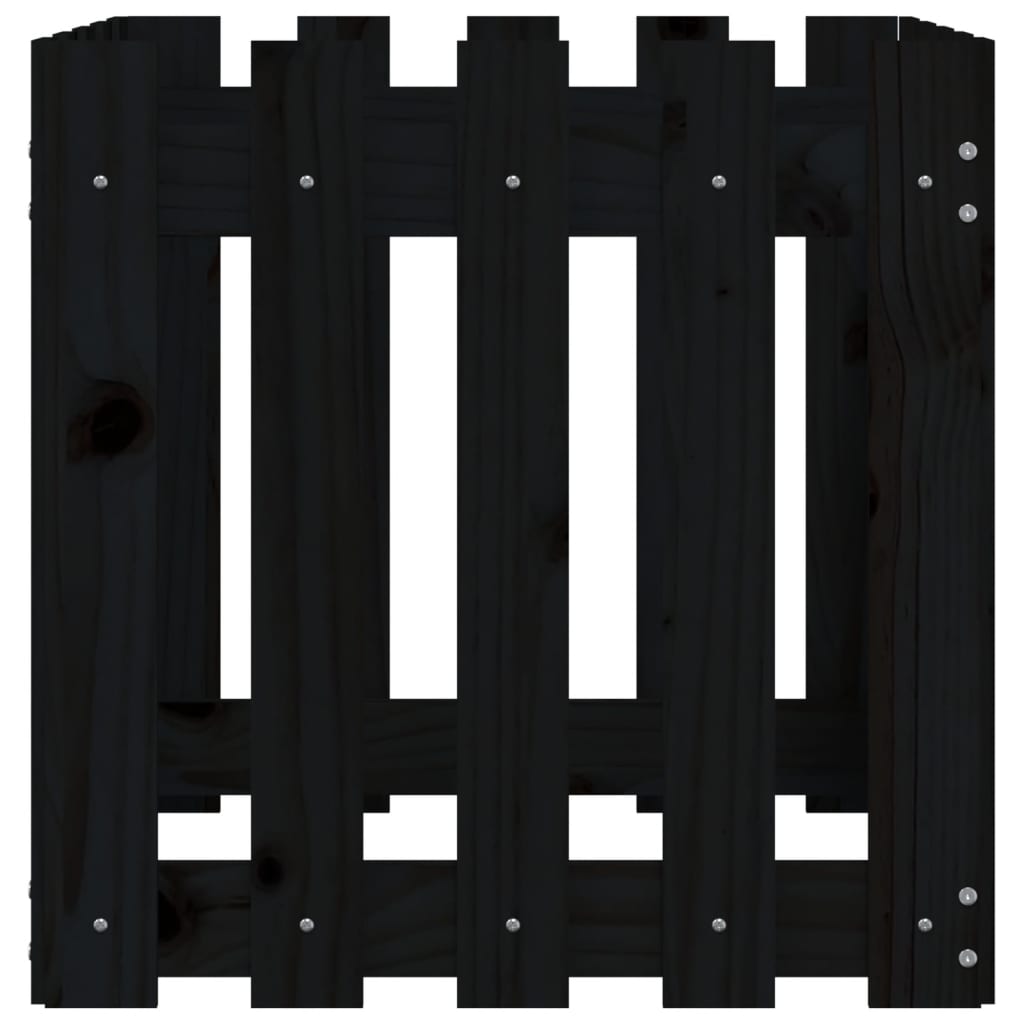 vidaXL Garden Planter with Fence Design Black 50x50x50 cm Solid Wood Pine