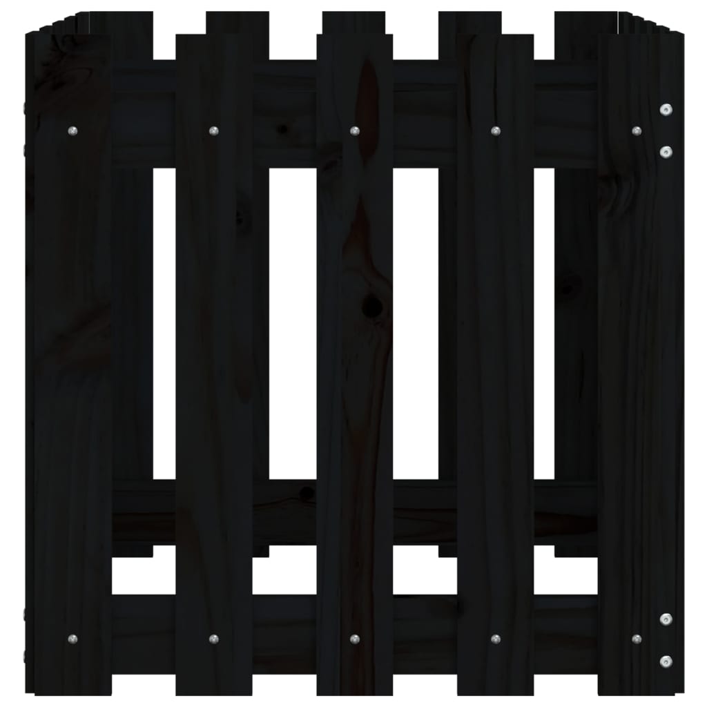 vidaXL Garden Planter with Fence Design Black 50x50x50 cm Solid Wood Pine