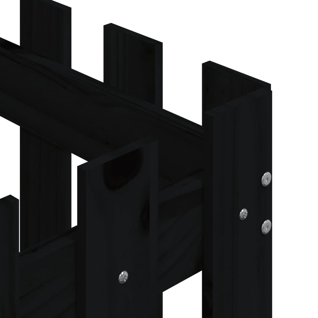 vidaXL Garden Planter with Fence Design Black 50x50x50 cm Solid Wood Pine