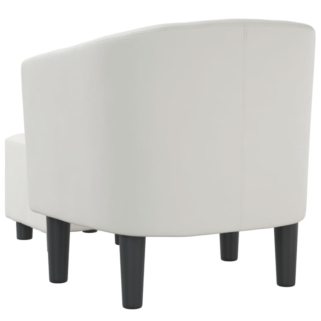 vidaXL Tub Chair with Footstool White Faux Leather