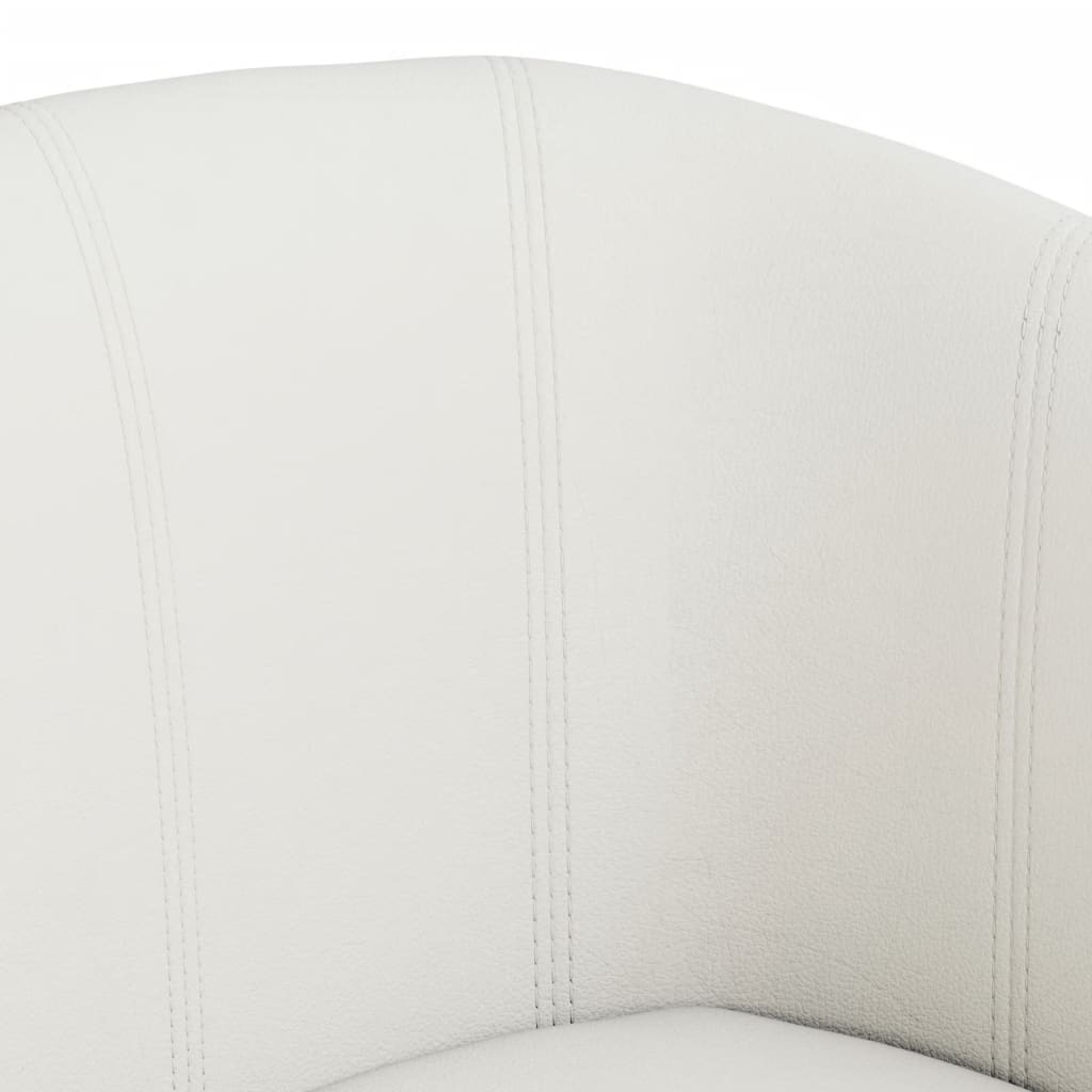 vidaXL Tub Chair with Footstool White Faux Leather