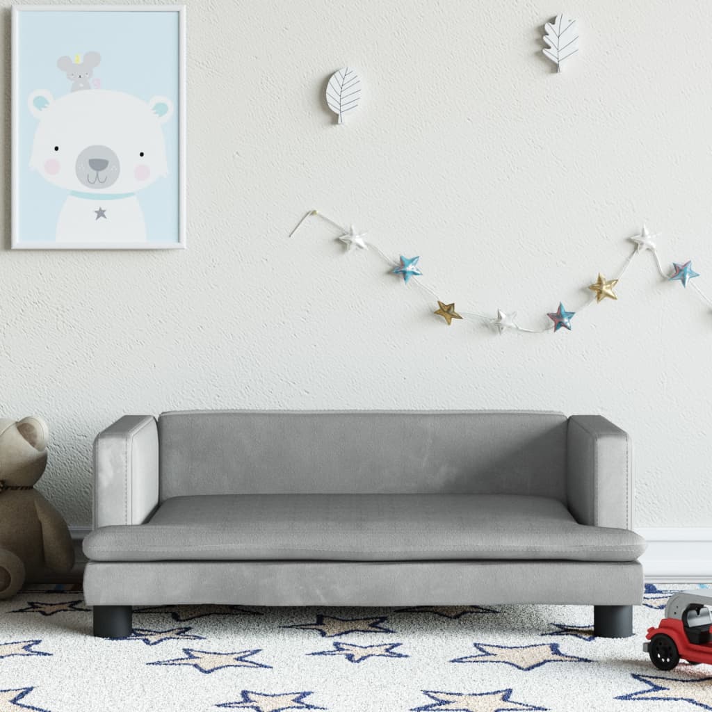 vidaXL Kids Sofa Light Grey 80x45x30 cm Velvet