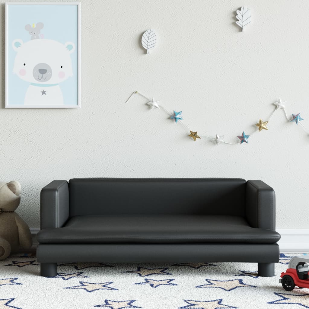vidaXL Kids Sofa Black 80x45x30 cm Faux Leather