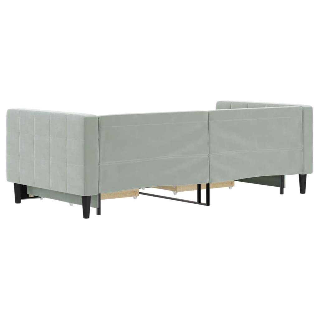 vidaXL Daybed with Trundle&Drawers without Mattress Light Grey 90x190 cm