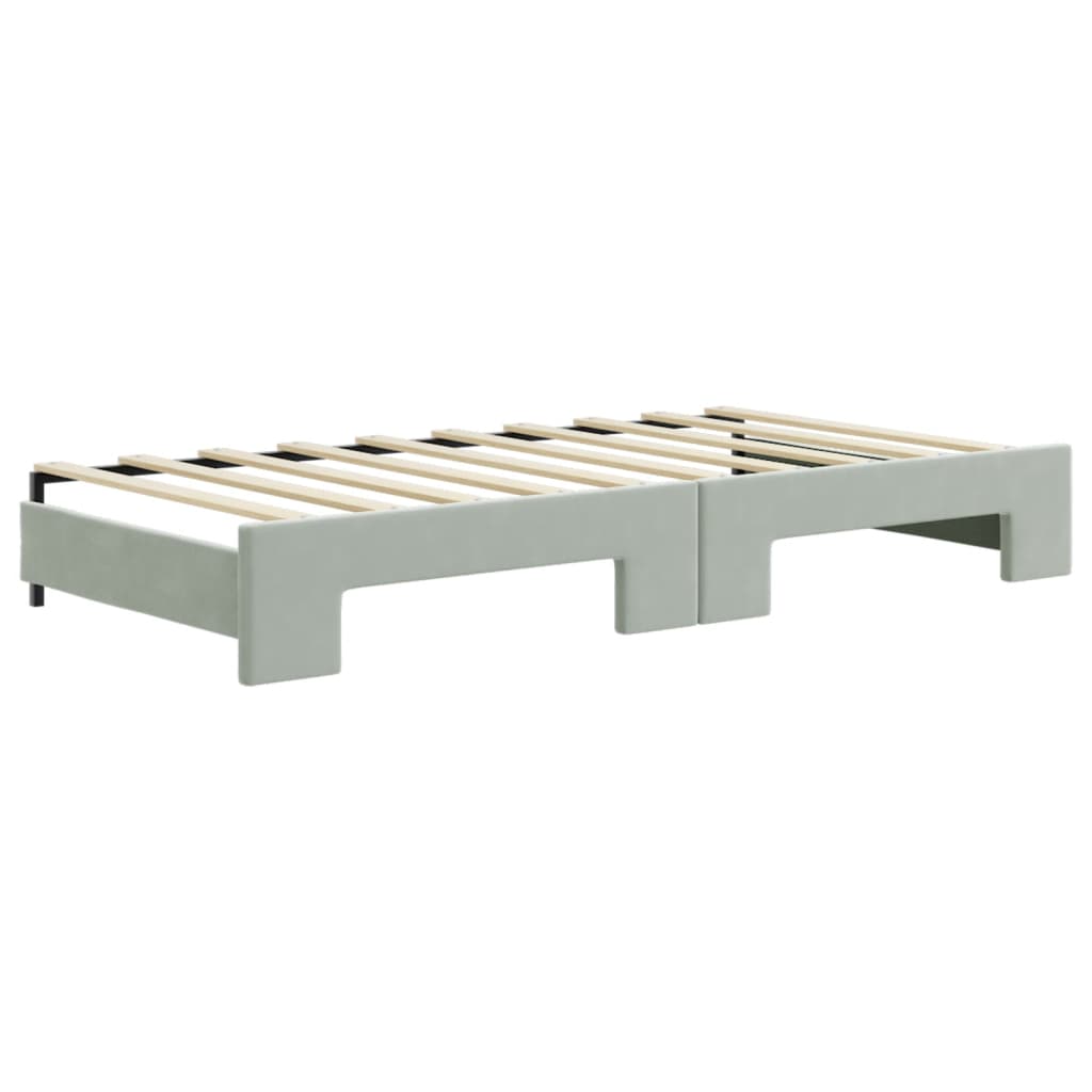 vidaXL Daybed with Trundle&Drawers without Mattress Light Grey 90x190 cm