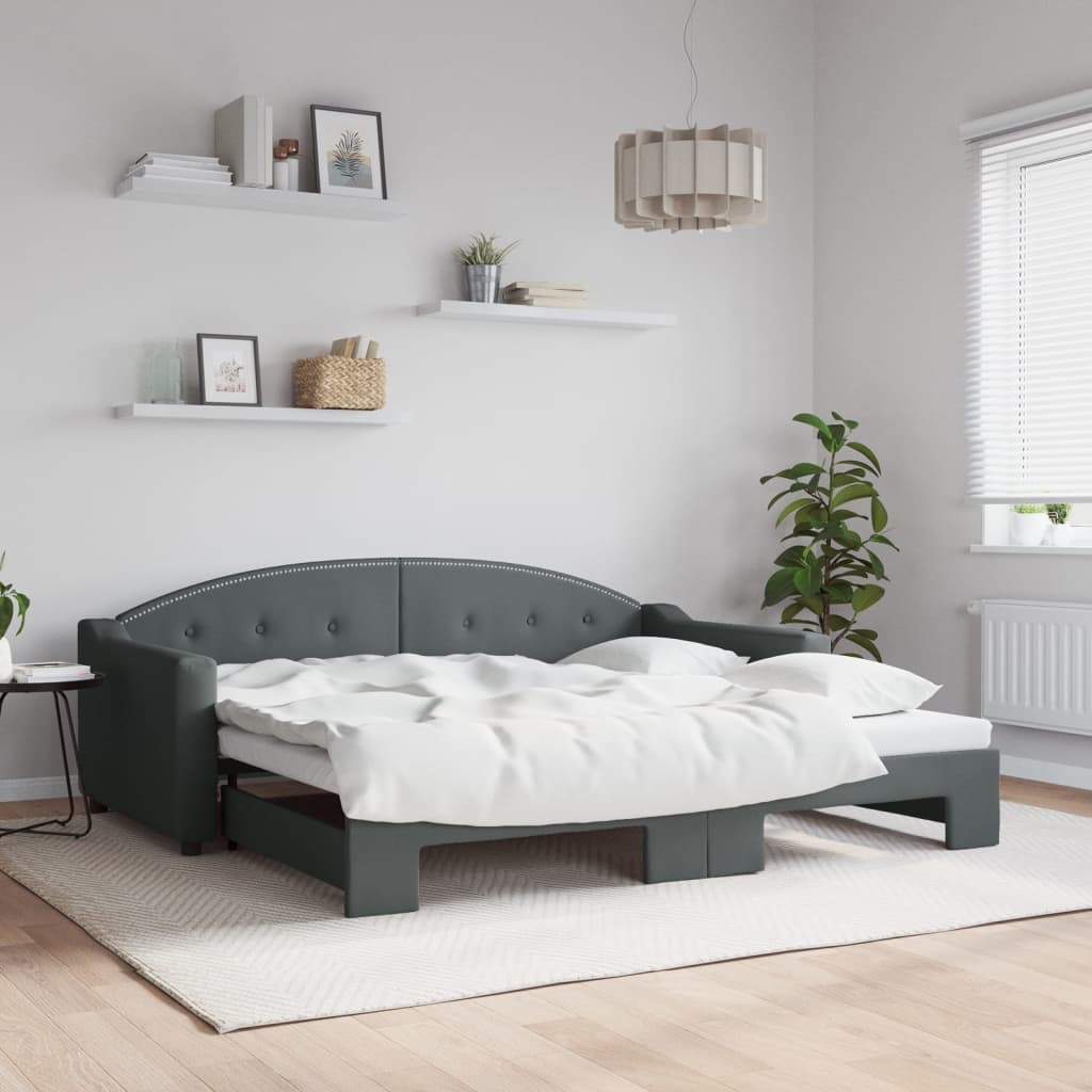 vidaXL Daybed with Trundle without Mattress Dark Grey 90x190 cm